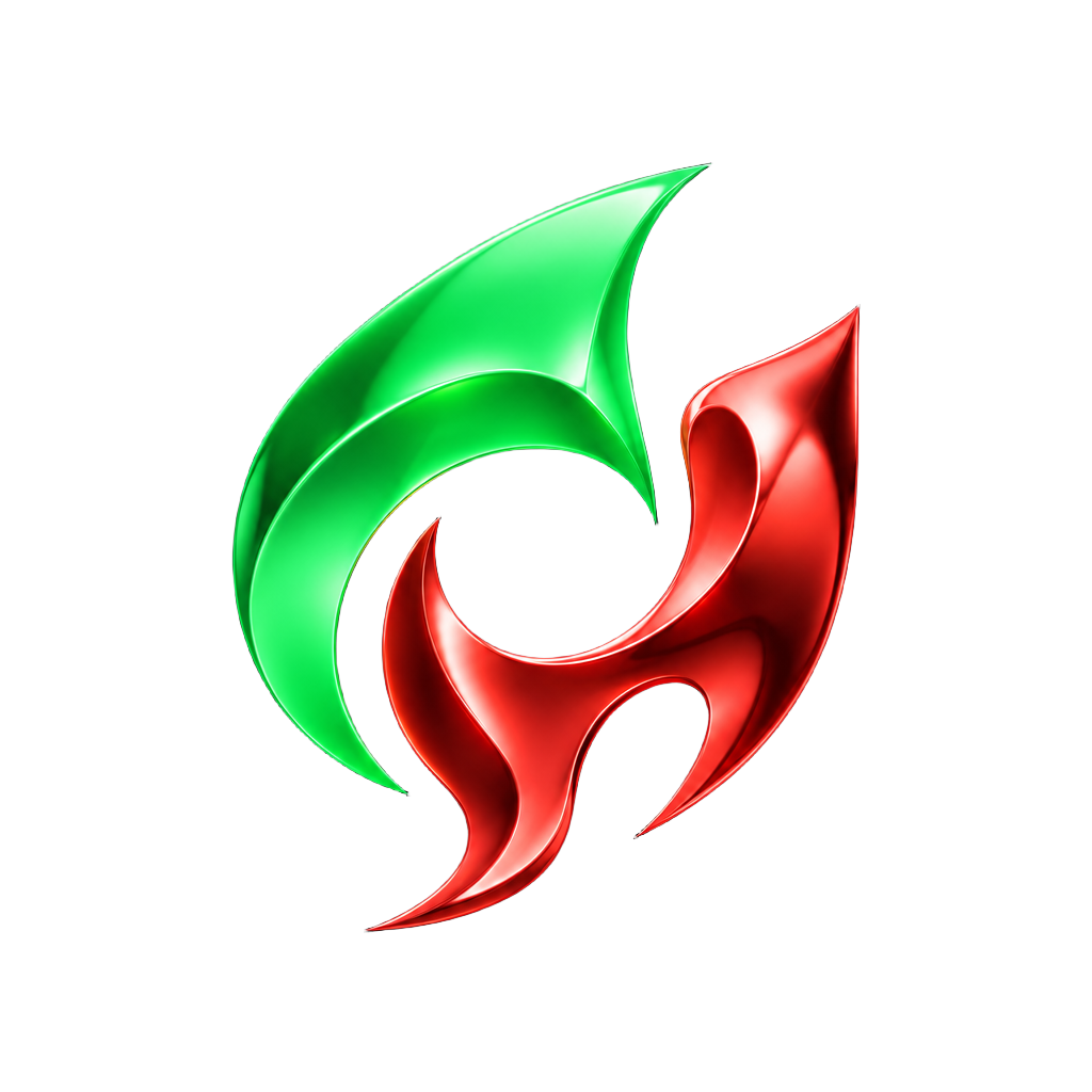 Solfun green and metallic red emblem